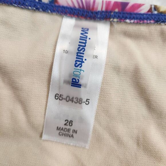 Swimsuits for All Blue and Pink Floral Hibiscus Print Swim Brief Bottom Size 26 - Picture 3 of 6